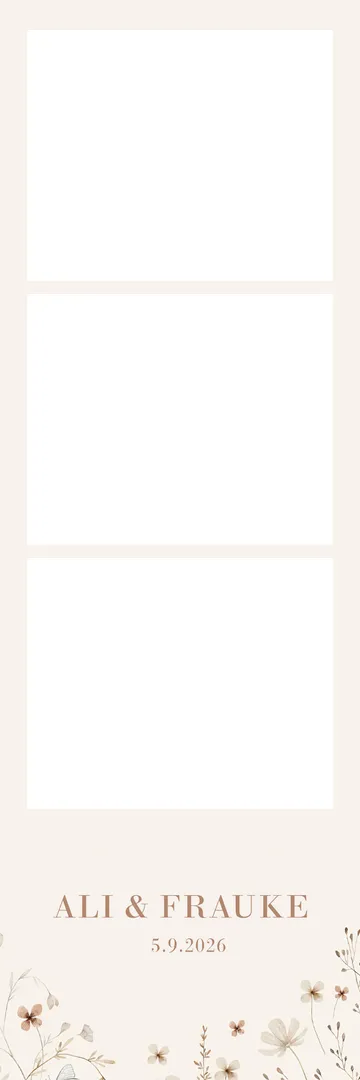 Fotostrip: Crèmewit, met kleine pastelbloemen onderaan.